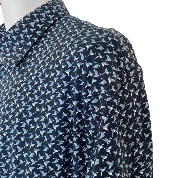 Au Noir Mens Patterned Long Sleeve Shirt Size 6/2XL Navy & Light Blue stretchy - Picture 4 of 14